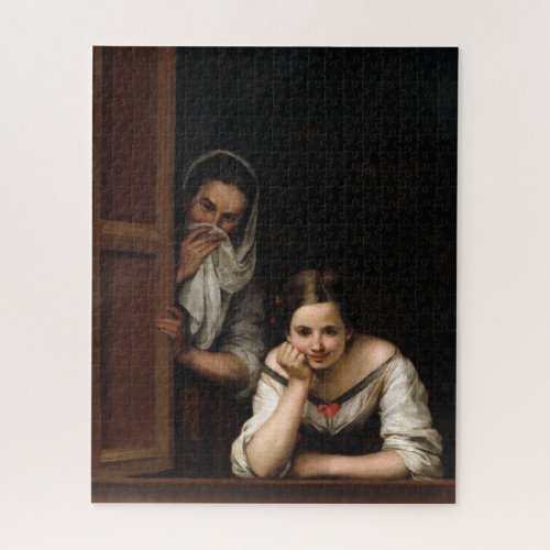 Two Women at a Window by Bartolome Esteban Murillo Jigsaw Puzzle