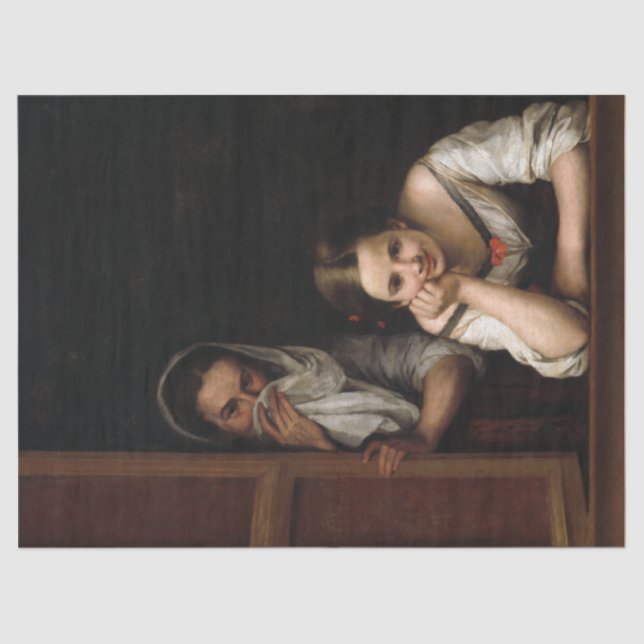 Two Women at a Window by Bartolome Esteban Murillo Tissue Paper (Front)