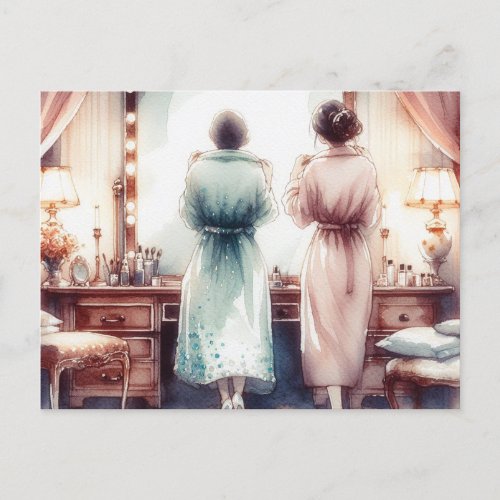 Two Women at the Mirror Postcard