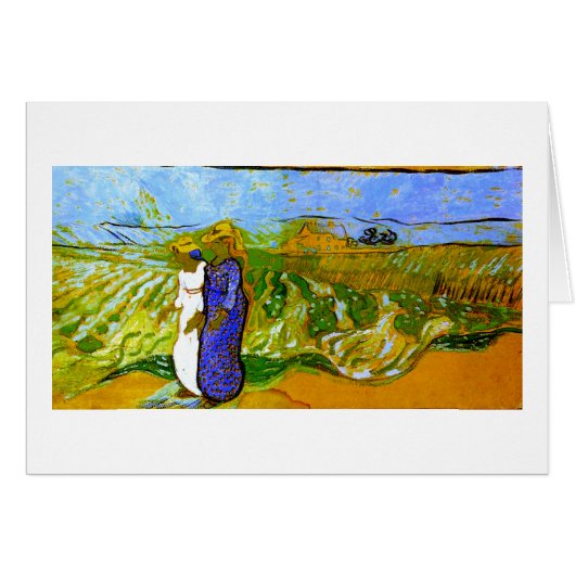 Two Women Crossing Fields Van Gogh Fine Art Cards (Front Horizontal)