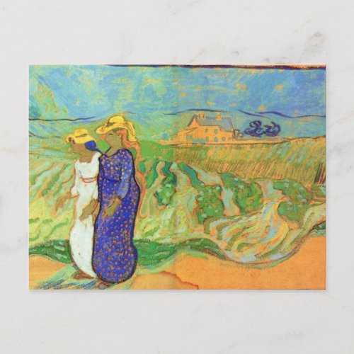 Two Women Crossing the Fields by Vincent van Gogh Postcard