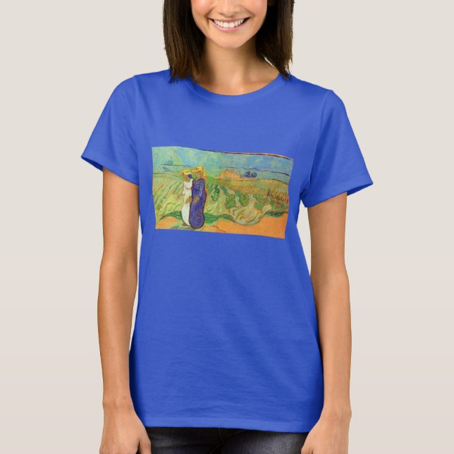 Two Women Crossing the Fields by Vincent van Gogh T-Shirt (Front)