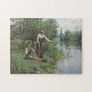 Two Women Fishing by Daniel Ridgway Knight Jigsaw Puzzle