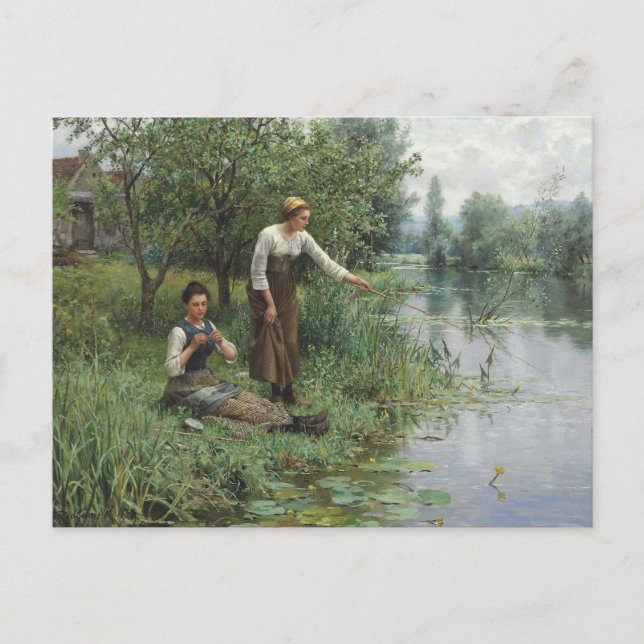 Two Women Fishing by Daniel Ridgway Knight Postcard (Front)