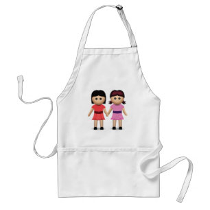 Two Women Holding Hands Emoji Adult Apron