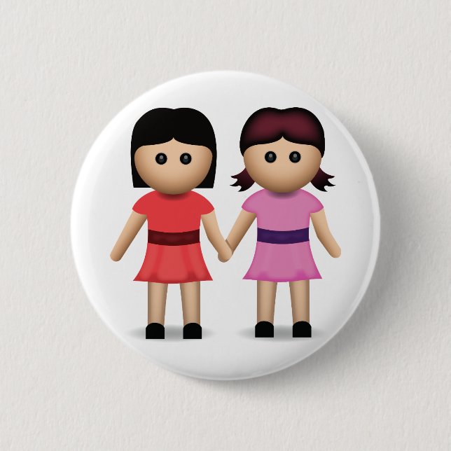 Two Women Holding Hands Emoji Button (Front)