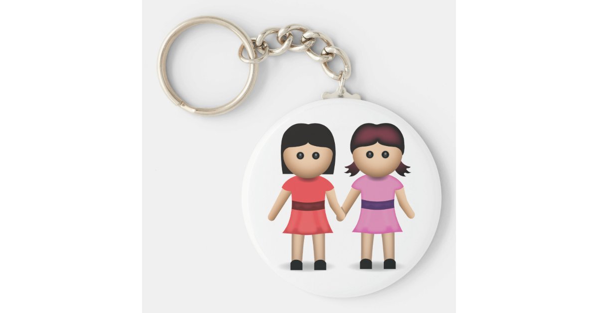 Two Women Holding Hands Emoji Keychain Zazzle Com