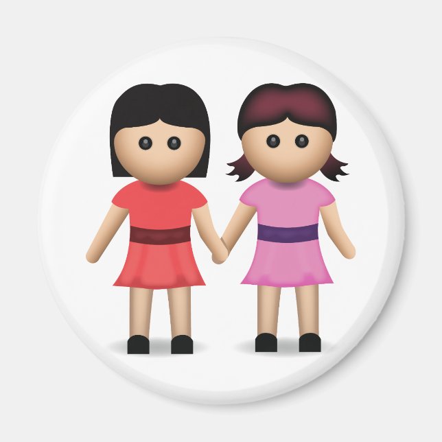 Two Women Holding Hands Emoji Magnet (Front)