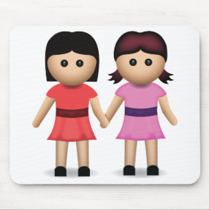 Two Women Holding Hands Emoji Mouse Pad