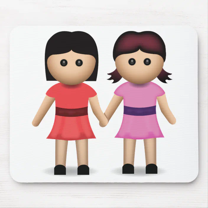 Two Women Holding Hands Emoji Mouse Pad Zazzle Com