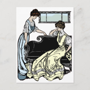 Two Women in Long Dresses Postcard