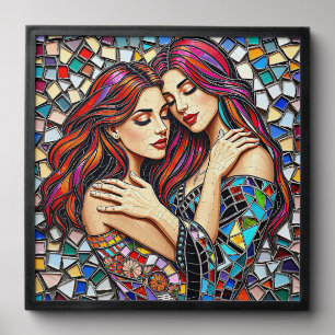 Two Women in Love Faux Mosaic Tile Style