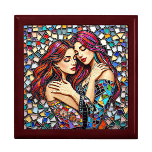 Two Women in Love   Faux Mosaic Tile Style Gift Box