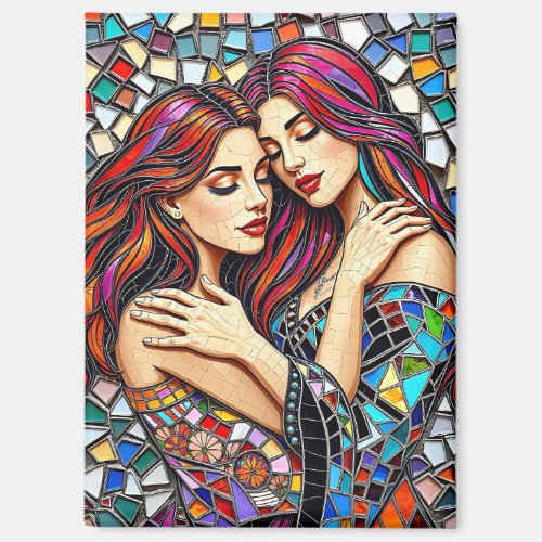Two Women in Love | Faux Mosaic Tile Style Magnet