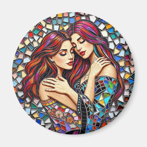 Two Women in Love | Faux Mosaic Tile Style Magnet