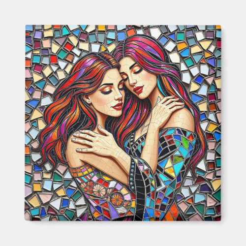 Two Women in Love | Faux Mosaic Tile Style Magnet