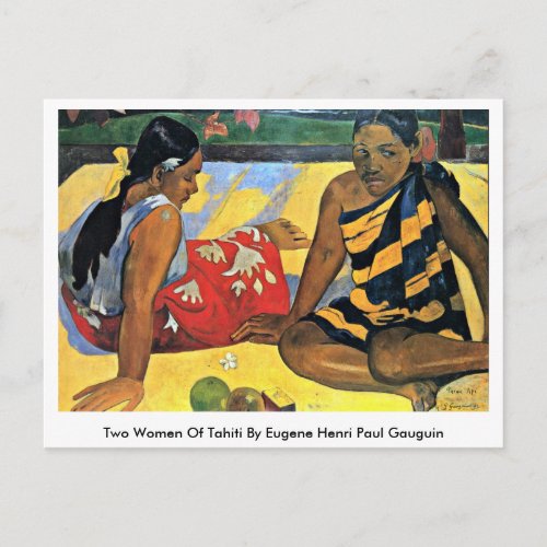 Two Women Of Tahiti By Eugene Henri Paul Gauguin Postcard