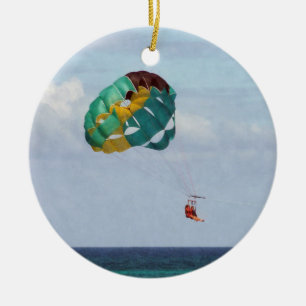 Two Women Parasailing in the Bahamas Ceramic Ornament