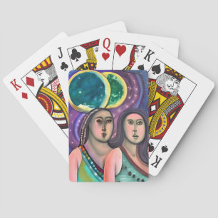 Two Women Under the Moon Poker Cards