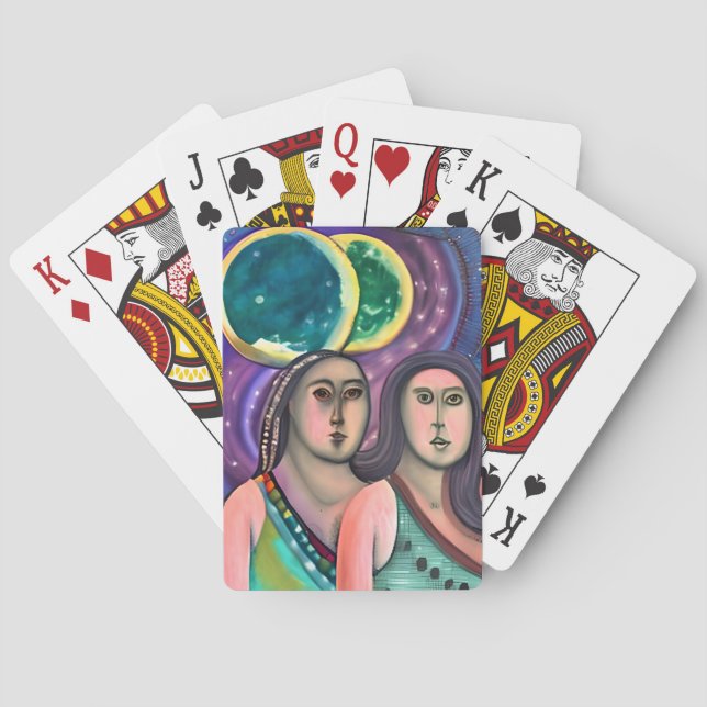 Two Women Under the Moon Poker Cards (Back)
