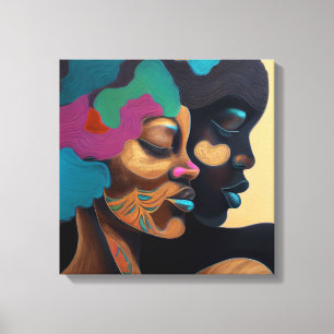 Two women with colorful hair and face. canvas print