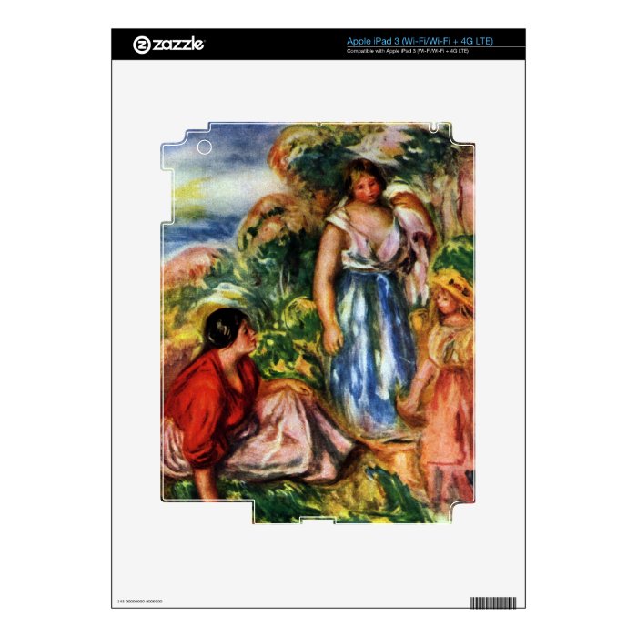 Two women with young girls in a landscape   Renoir iPad 3 Decals