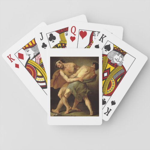 Two Wrestlers Poker Cards