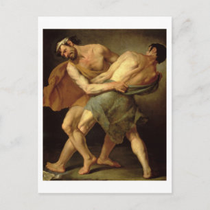 Two Wrestlers Postcard
