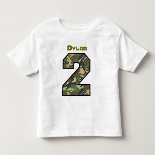 Two Year Old 2nd Birthday Camo Custom Name V028 Toddler T_shirt