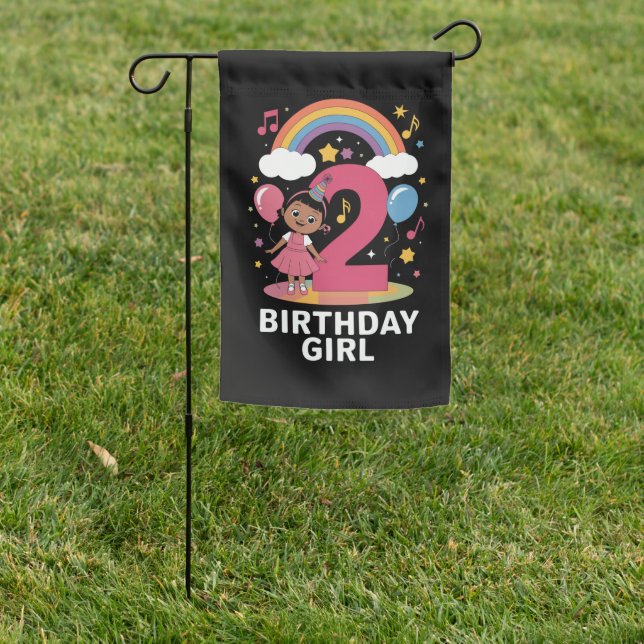 Two Year Old Birthday Girl Cute 2nd Birthday  Garden Flag (In SItu)