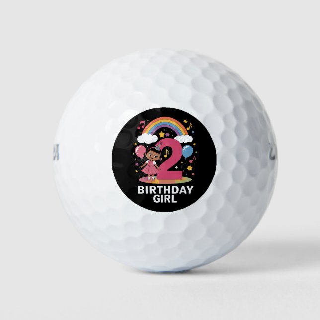 Two Year Old Birthday Girl Cute 2nd Birthday  Golf Balls (Front)