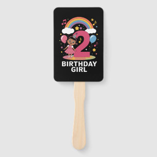 Two Year Old Birthday Girl Cute 2nd Birthday Hand Fan