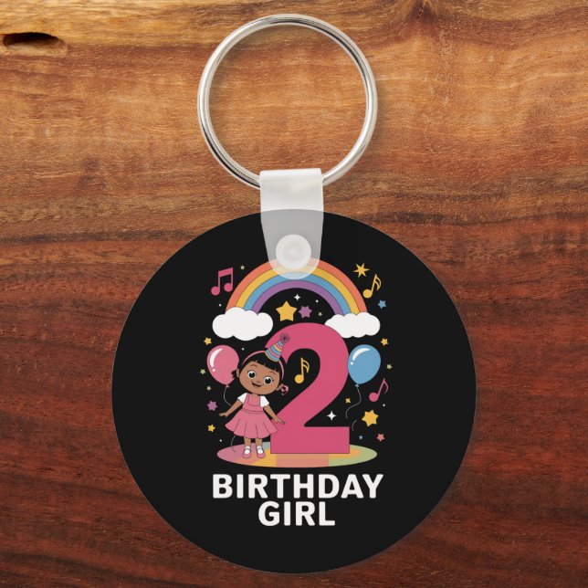 Two Year Old Birthday Girl Cute 2nd Birthday  Keychain (Front)