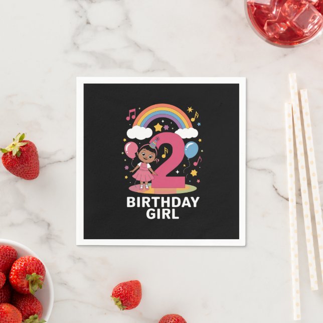 Two Year Old Birthday Girl Cute 2nd Birthday  Napkins (Insitu)