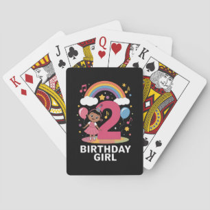 Two Year Old Birthday Girl Cute 2nd Birthday Poker Cards
