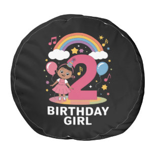 Two Year Old Birthday Girl Cute 2nd Birthday Pouf
