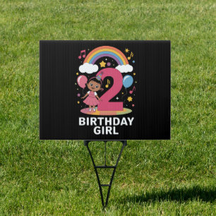 Two Year Old Birthday Girl Cute 2nd Birthday Sign