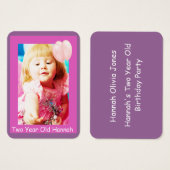 Two Year Old  Girls Birthday Photo Cards (Front & Back)