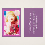 Two Year Old  Girls Birthday Photo Cards (Front & Back)