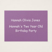 Two Year Old  Girls Birthday Photo Cards (Back)