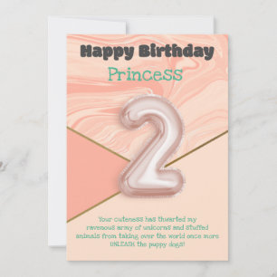 Two year old girls Happy Birthday card