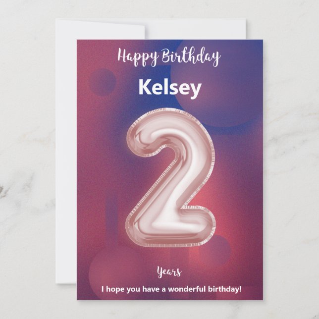 Two year old Happy Birthday card (Front)