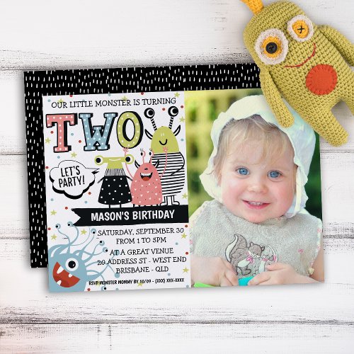 Two Year Old Monster Birthday Invitation