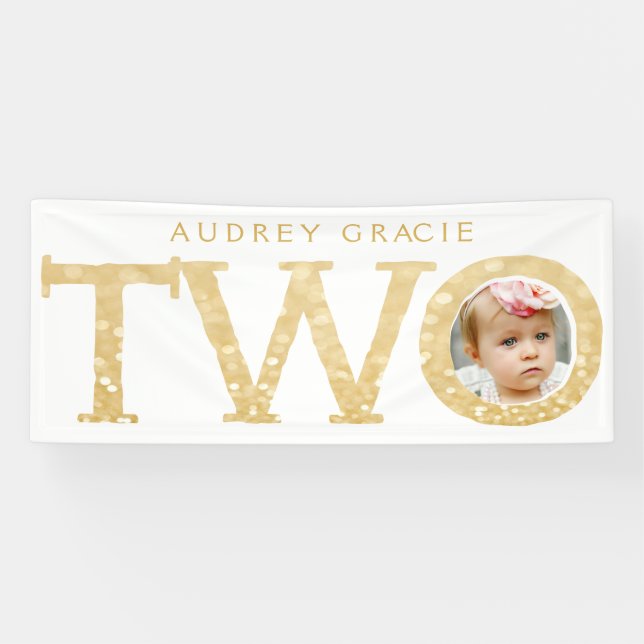 Two Year Old Photo 2nd Birthday Photo Party Banner (Horizontal)