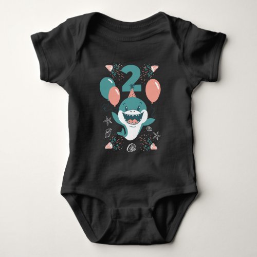 Two Year_Old Shark Design Baby Bodysuit