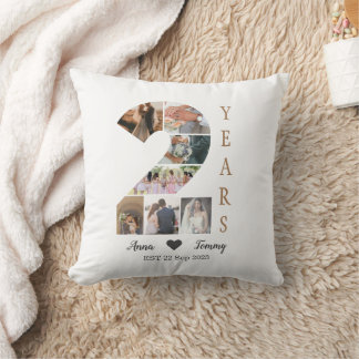 Two Year Wedding Anniversary Throw Pillow