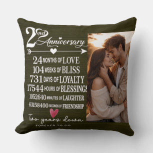 Two Years Down Forever to Go Romantic Gift Throw Pillow