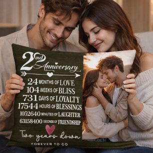 Two Years Down Forever to Go Romantic Gift Throw Pillow