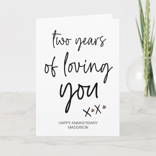 Two Years Loving You Anniversary Gift Wife Husband Card