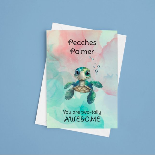 Two years old Turtle Birthday  Card (Creator Uploaded)